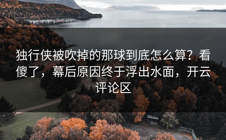 独行侠被吹掉的那球到底怎么算？看傻了，幕后原因终于浮出水面，开云评论区