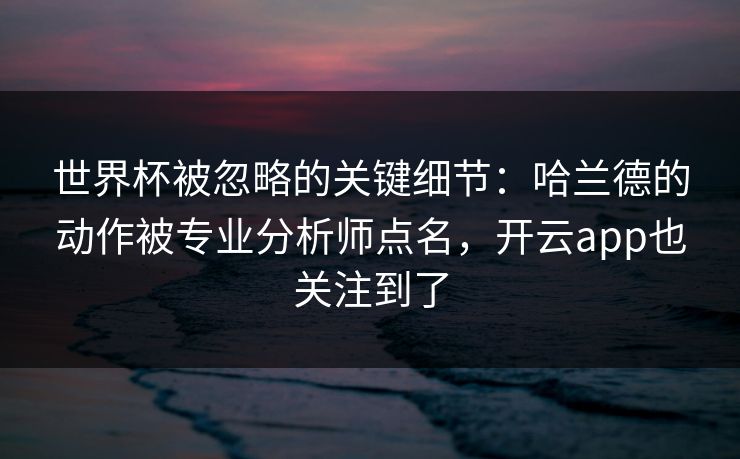 世界杯被忽略的关键细节:哈兰德的动作被专业分析师点名,开云app也关注到了 世界杯被忽略的关键细节:哈兰德的动作被专业分析师点名,开云app也关注到了